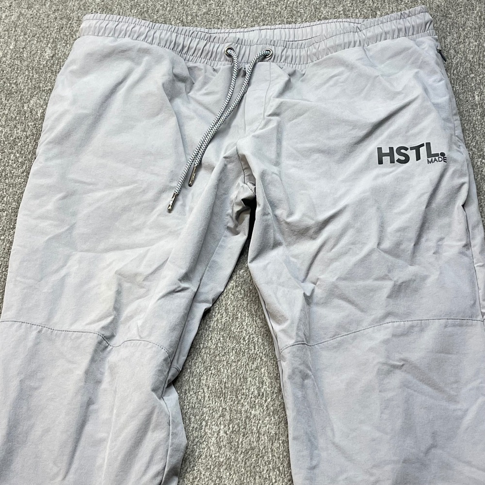 HSTL Made Mens Training Joggers Grey Medium Athletic Gym Drawstring Zip Pocket